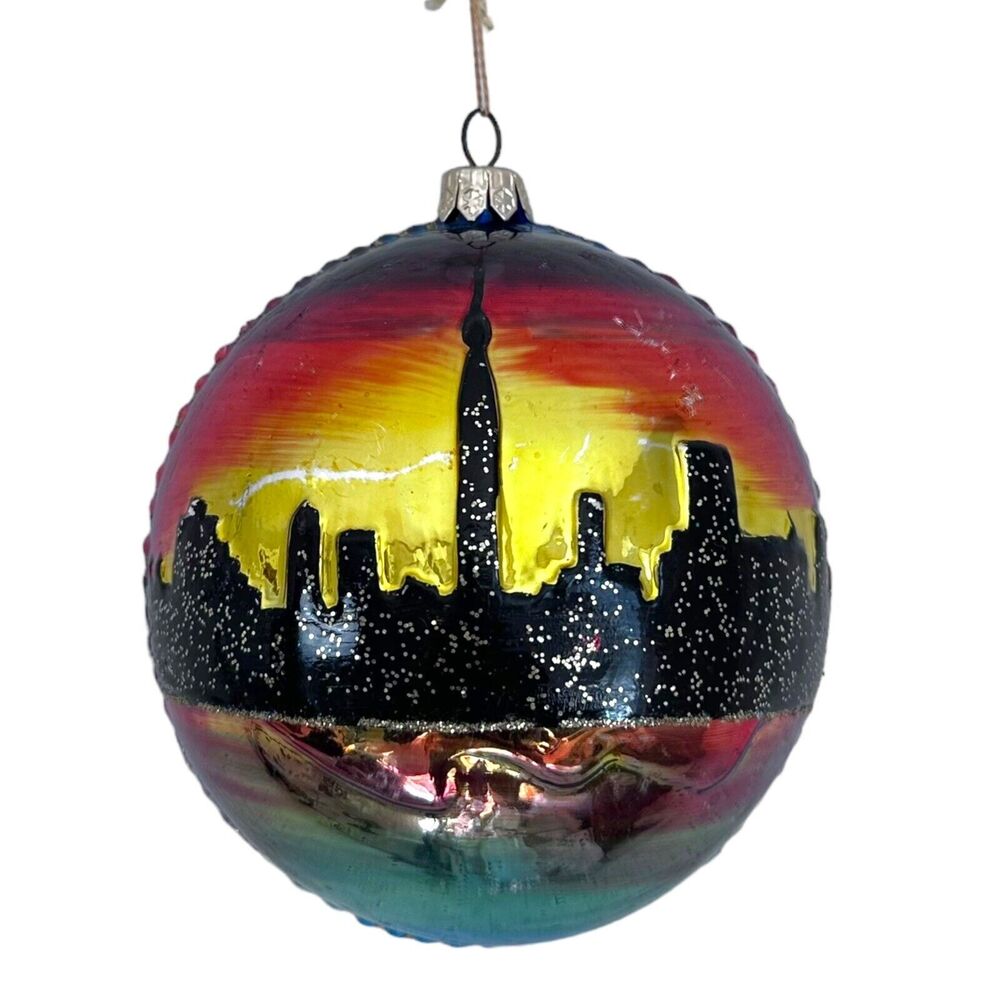 Kurt Adler Polonaise New York Glass Ornament Skyline Empire State Building 6"